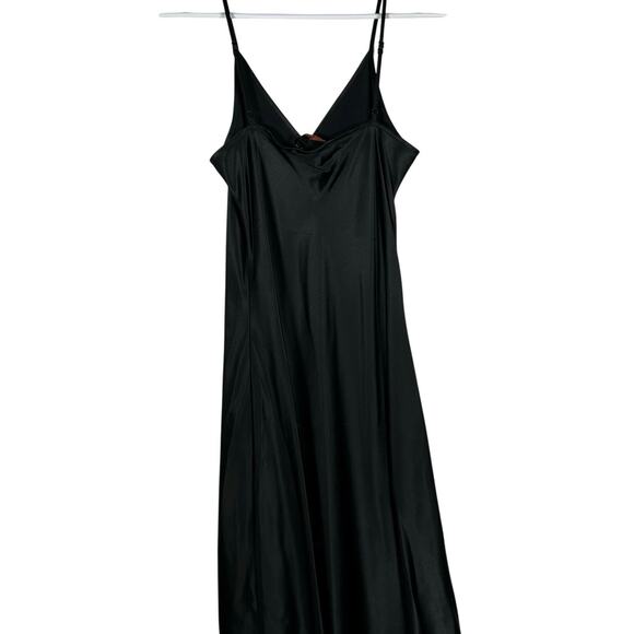 New Quince Women’s XS Washable Silk Midi Slip Dress Rich Black Satin Retro 4469 - Picture 7 of 12